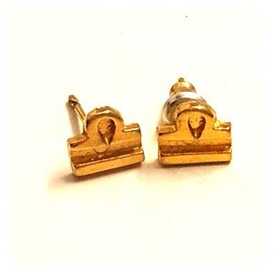 Vintage Libra horoscope astrology sign gold studs